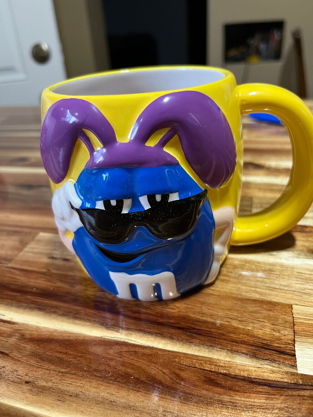 Galerie M&M Ceramic Mug Yellow 3D Blue Character Coffee Cup